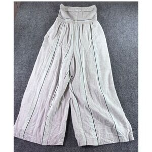 Gentle Fawn Jumpsuit Wide Leg Pants Womens Medium Grey Striped Smocked High Rise